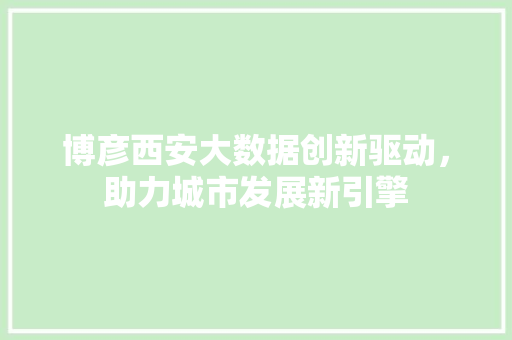 博彦西安大数据创新驱动，助力城市发展新引擎