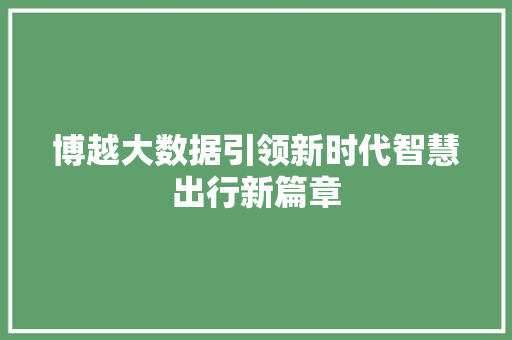 博越大数据引领新时代智慧出行新篇章
