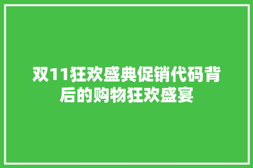 双11狂欢盛典促销代码背后的购物狂欢盛宴