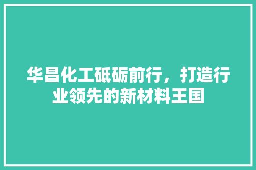 华昌化工砥砺前行，打造行业领先的新材料王国