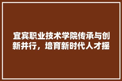 宜宾职业技术学院传承与创新并行，培育新时代人才摇篮