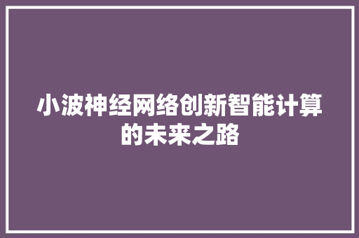小波神经网络创新智能计算的未来之路