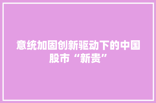 意统加固创新驱动下的中国股市“新贵”