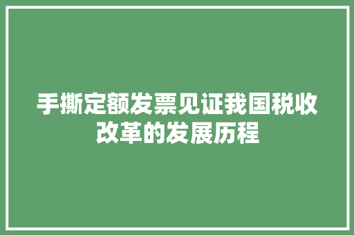 手撕定额发票见证我国税收改革的发展历程