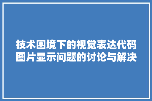 技术困境下的视觉表达代码图片显示问题的讨论与解决步骤