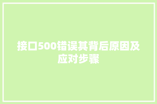 接口500错误其背后原因及应对步骤 电脑配置
