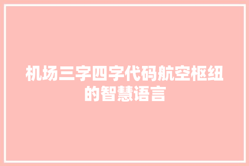 机场三字四字代码航空枢纽的智慧语言 网络技术