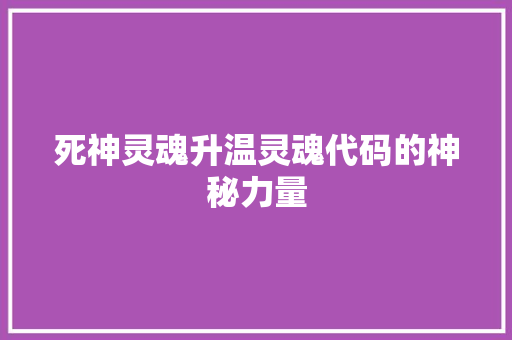 死神灵魂升温灵魂代码的神秘力量 电脑故障维修 死神灵魂升温灵魂代码的神秘力量 电脑故障维修