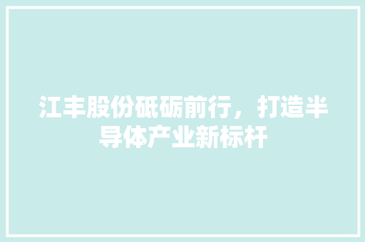 江丰股份砥砺前行，打造半导体产业新标杆 编程语言