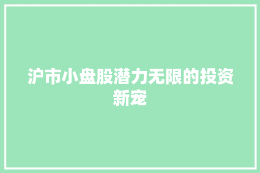 沪市小盘股潜力无限的投资新宠 电脑配置