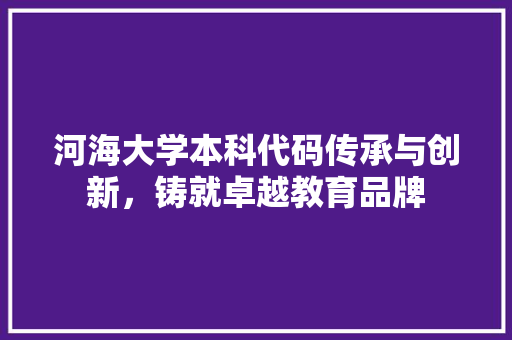 河海大学本科代码传承与创新，铸就卓越教育品牌 编程语言