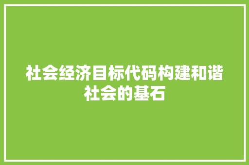 社会经济目标代码构建和谐社会的基石 操作系统