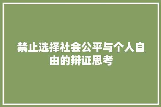 禁止选择社会公平与个人自由的辩证思考 电脑故障维修