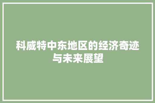科威特中东地区的经济奇迹与未来展望 电脑故障维修