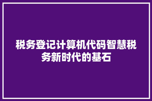 税务登记计算机代码智慧税务新时代的基石 电脑配置 税务登记计算机代码智慧税务新时代的基石 电脑配置