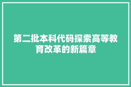 第二批本科代码探索高等教育改革的新篇章 电脑基础
