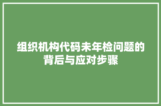 组织机构代码未年检问题的背后与应对步骤 网络技术 组织机构代码未年检问题的背后与应对步骤 网络技术