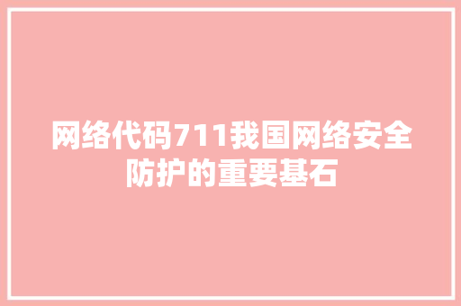 网络代码711我国网络安全防护的重要基石 操作系统