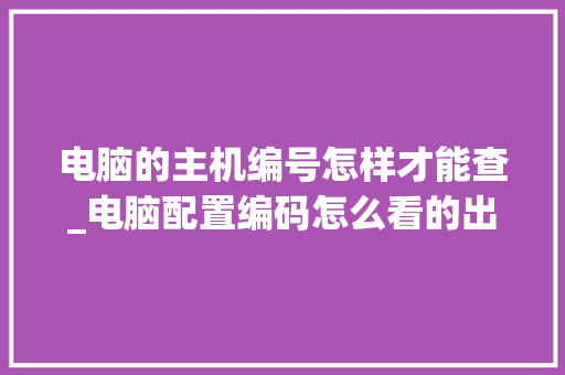 电脑的主机编号怎样才能查_电脑配置编码怎么看的出来 编程语言 电脑的主机编号怎样才能查_电脑配置编码怎么看的出来 编程语言