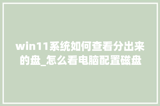 win11系统如何查看分出来的盘_怎么看电脑配置磁盘空间