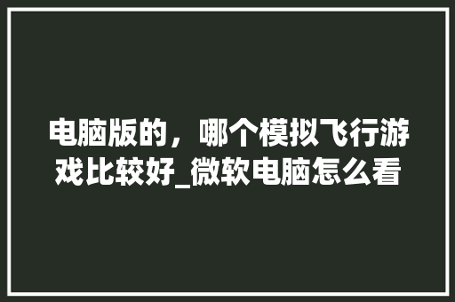 电脑版的，哪个模拟飞行游戏比较好_微软电脑怎么看配置和型号
