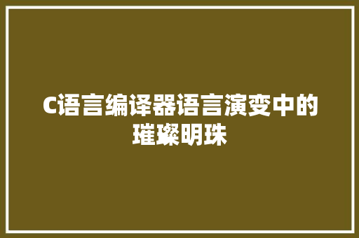 C语言编译器语言演变中的璀璨明珠 网络技术
