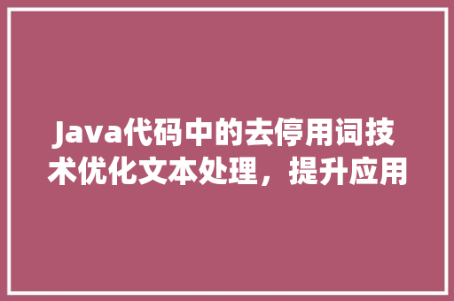 Java代码中的去停用词技术优化文本处理，提升应用能