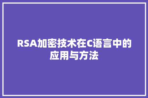 RSA加密技术在C语言中的应用与方法