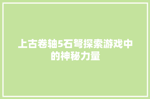 上古卷轴5石弩探索游戏中的神秘力量 网络技术