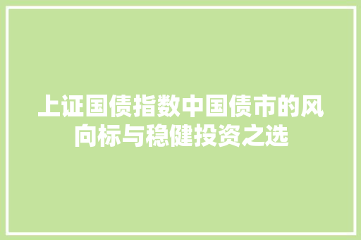 上证国债指数中国债市的风向标与稳健投资之选