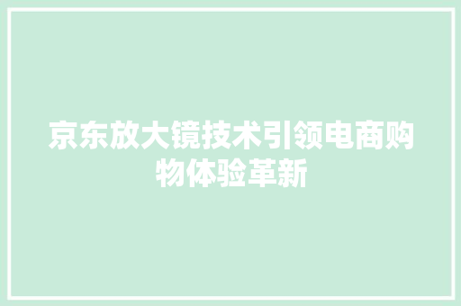 京东放大镜技术引领电商购物体验革新