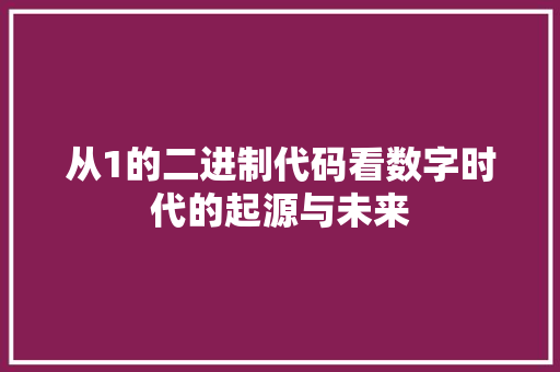 从1的二进制代码看数字时代的起源与未来