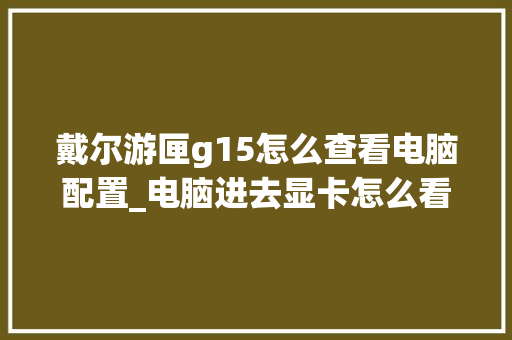 戴尔游匣g15怎么查看电脑配置_电脑进去显卡怎么看配置参数
