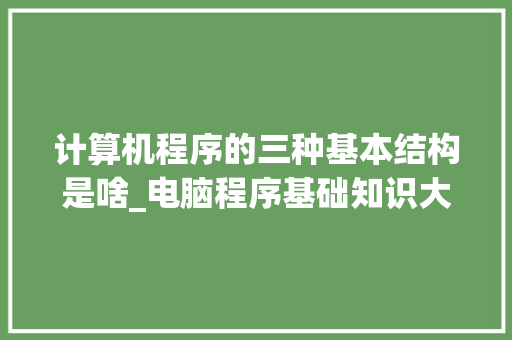 计算机程序的三种基本结构是啥_电脑程序基础知识大全