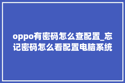 oppo有密码怎么查配置_忘记密码怎么看配置电脑系统