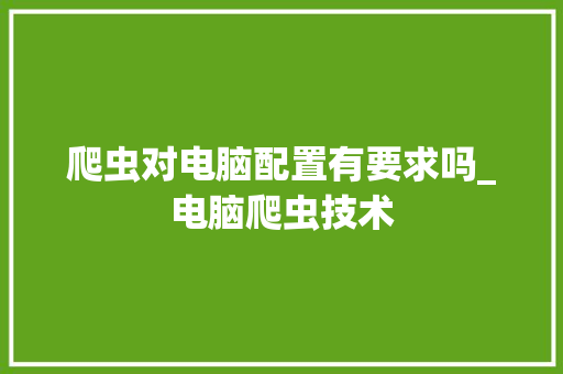 爬虫对电脑配置有要求吗_电脑爬虫技术 编程语言