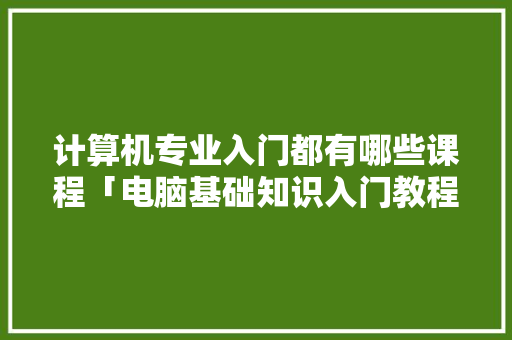 计算机专业入门都有哪些课程「电脑基础知识入门教程推荐」 计算机专业入门都有哪些课程「电脑基础知识入门教程推荐」 电脑故障维修