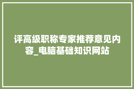 评高级职称专家推荐意见内容_电脑基础知识网站