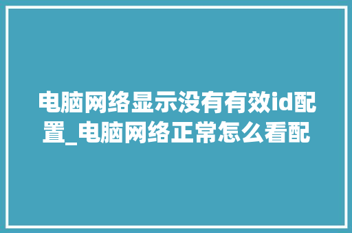 电脑网络显示没有有效id配置_电脑网络正常怎么看配置参数