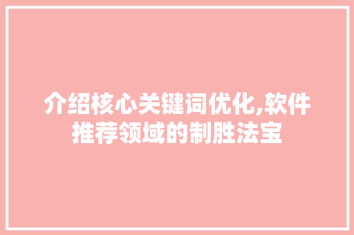 介绍核心关键词优化,软件推荐领域的制胜法宝