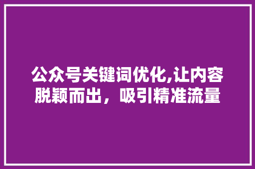 公众号关键词优化,让内容脱颖而出，吸引精准流量