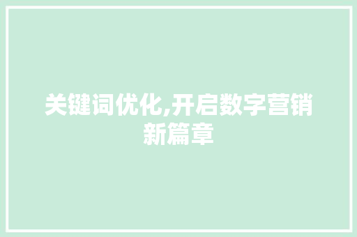 关键词优化,开启数字营销新篇章