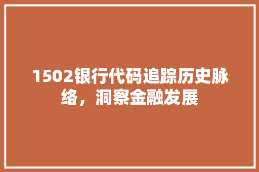 1502银行代码追踪历史脉络，洞察金融发展 电脑配置