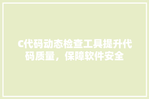 C代码动态检查工具提升代码质量，保障软件安全