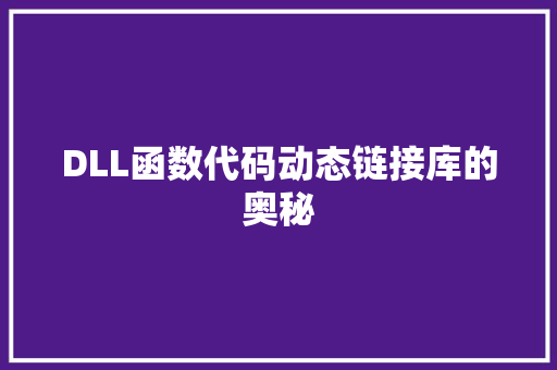 DLL函数代码动态链接库的奥秘