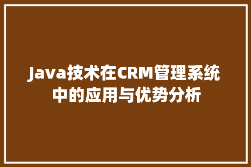 Java技术在CRM管理系统中的应用与优势分析