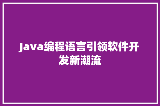 Java编程语言引领软件开发新潮流