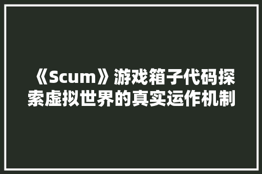 《Scum》游戏箱子代码探索虚拟世界的真实运作机制 电脑配置
