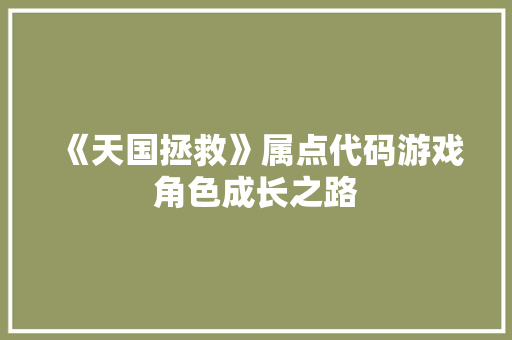 《天国拯救》属点代码游戏角色成长之路