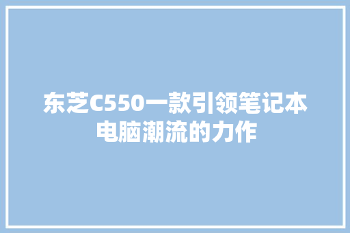东芝C550一款引领笔记本电脑潮流的力作 网络技术